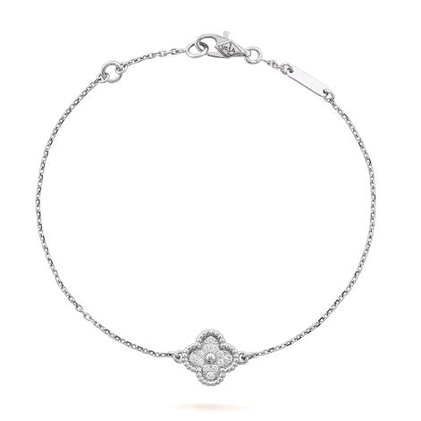 1 Clover White Gold Silver VC Bracelet - Setara