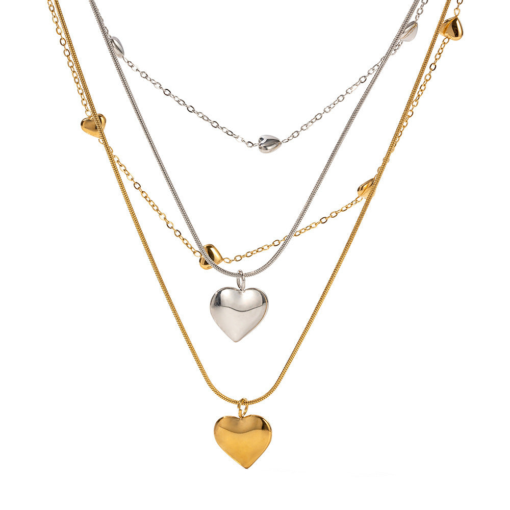 Love Heart Double-layer Necklace (stainless steel)