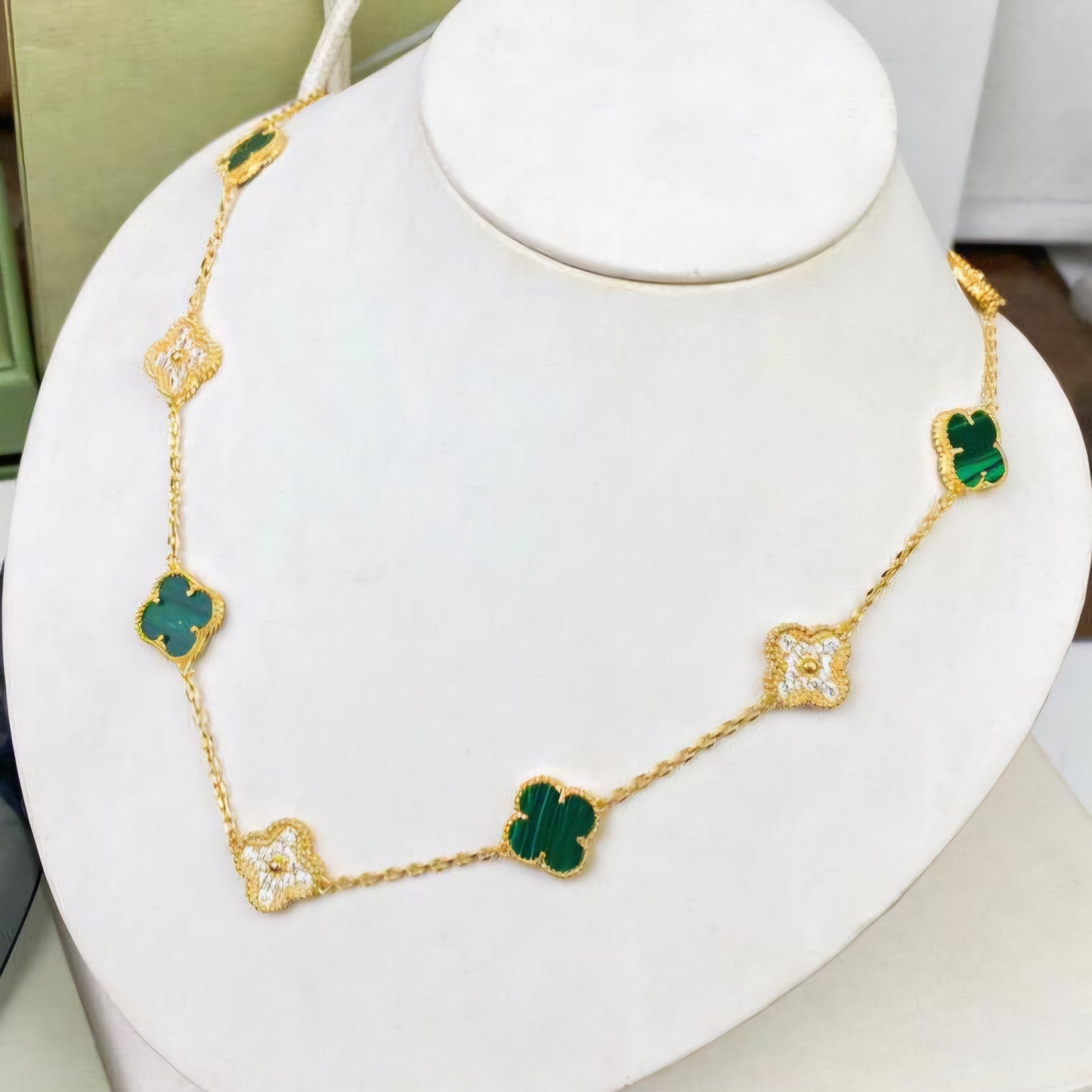 Multi Clover Diamanté VC Necklace (Gold)