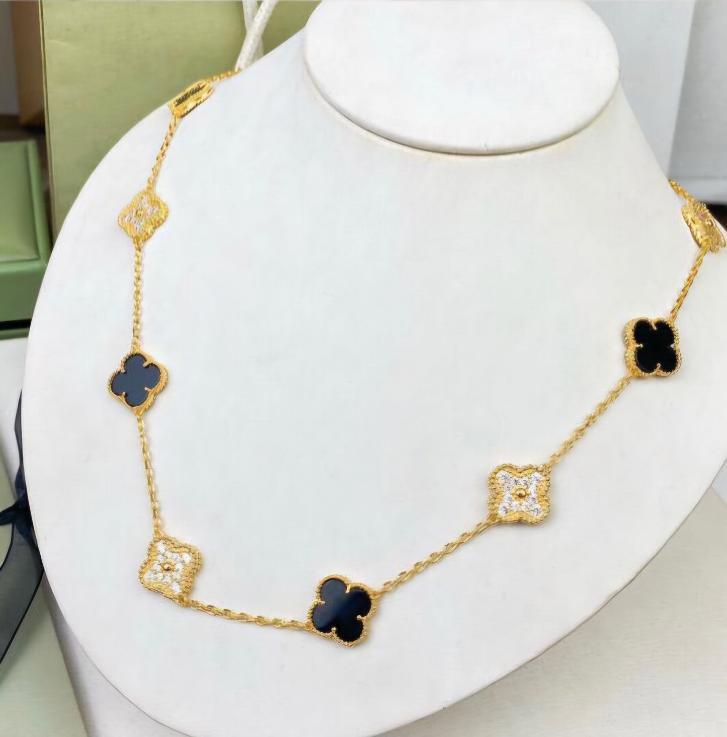 Multi Clover Diamanté VC Necklace (Gold)