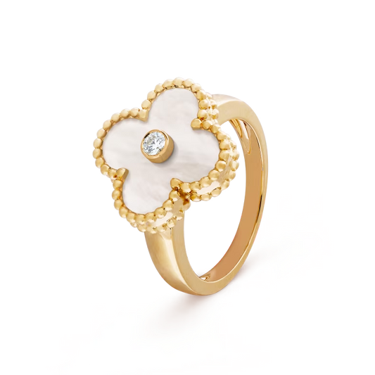 Gold White Vintage VC Ring