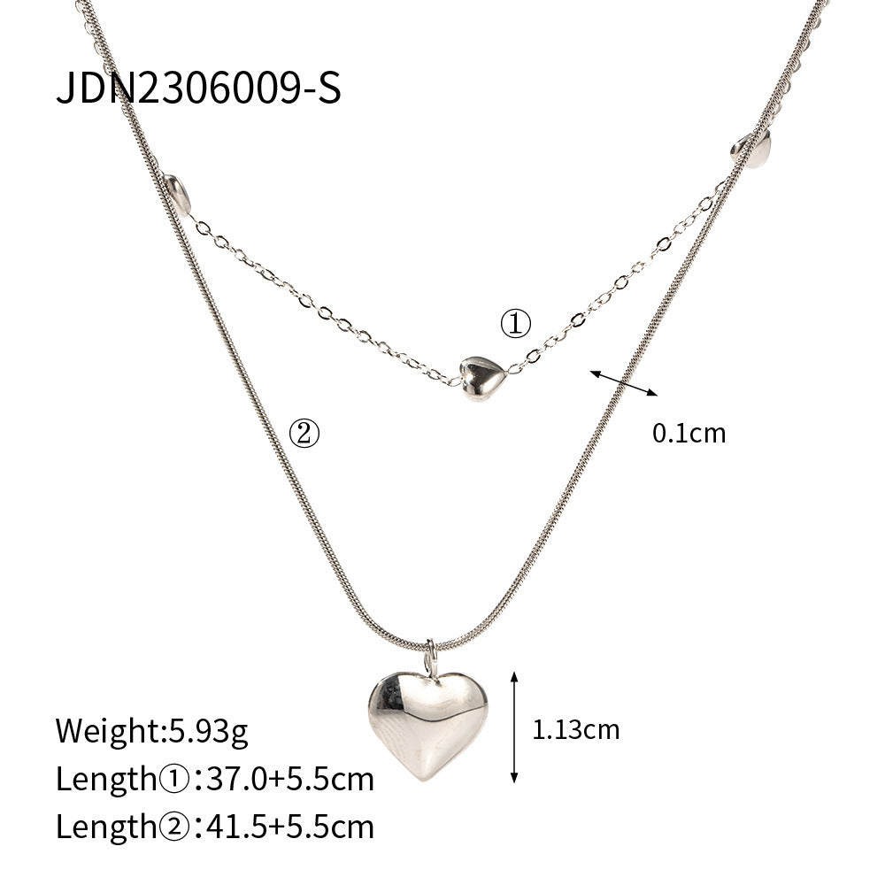 Love Heart Double-layer Necklace (stainless steel)