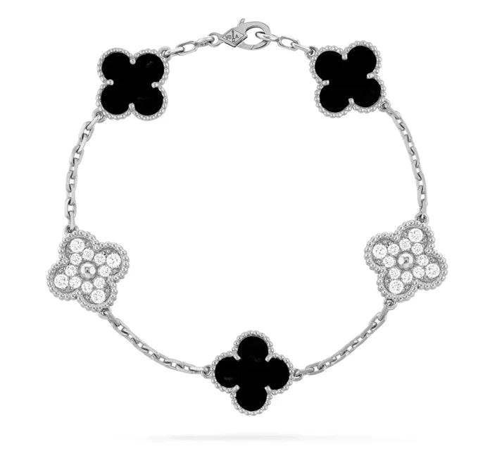 Black Silver Diamanté VC Bracelet - Setara