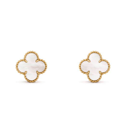 Gold White Vintage VC Earrings - Setara